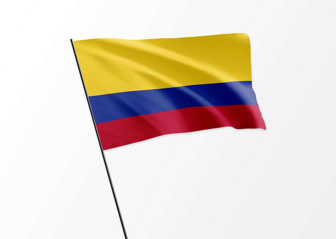 Colombia flag flying high in the isolated background Colombia independence day photo