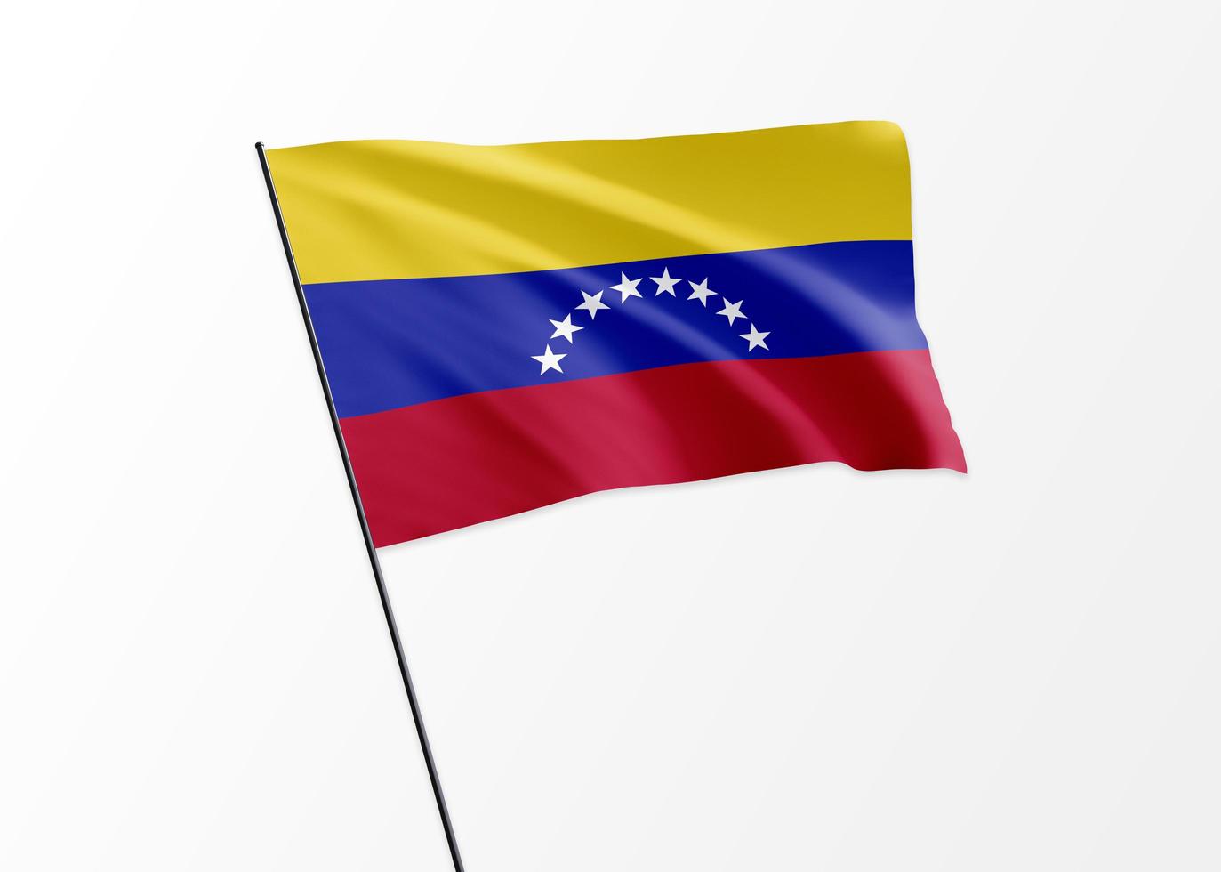 Venezuela flag flying high in the isolated background Venezuela independence day photo