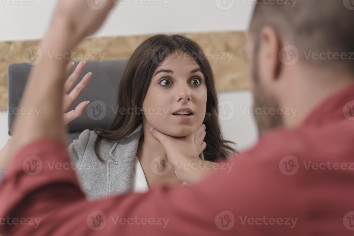 Emotional colleagues fighting in office. Workplace conflict photo