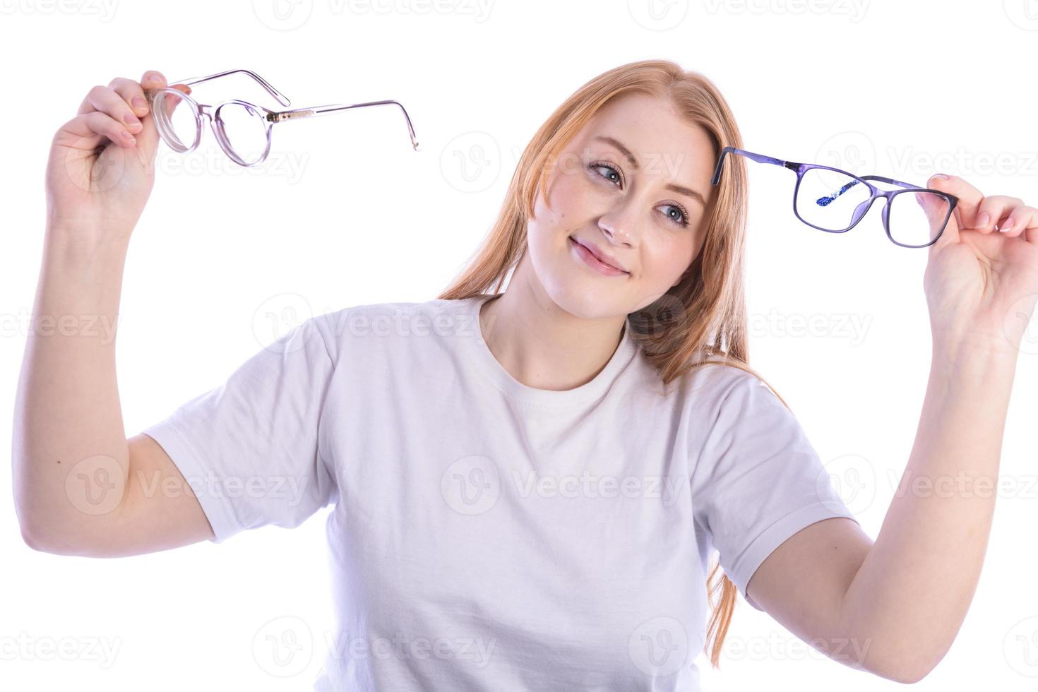 beautiful young women with eye glasses photo