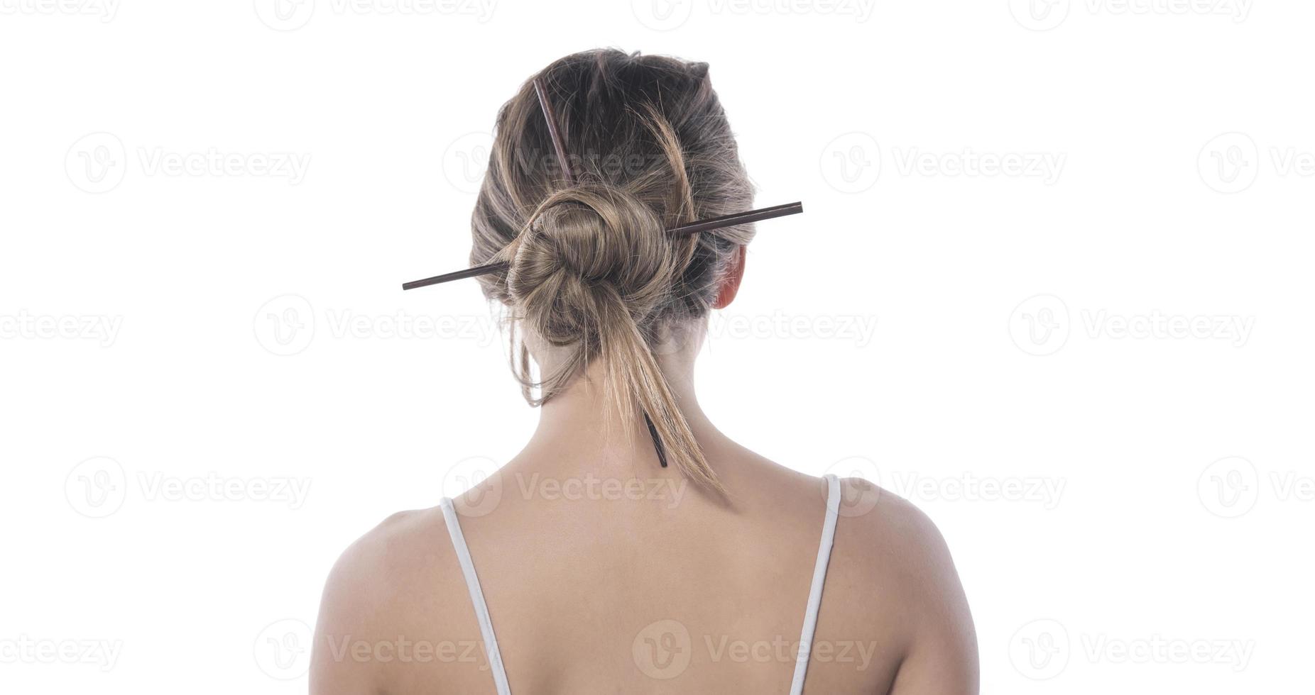 woman tied her hair photo