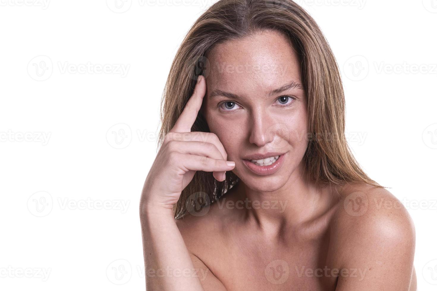 artistic view of depressed female model posing in studio photo