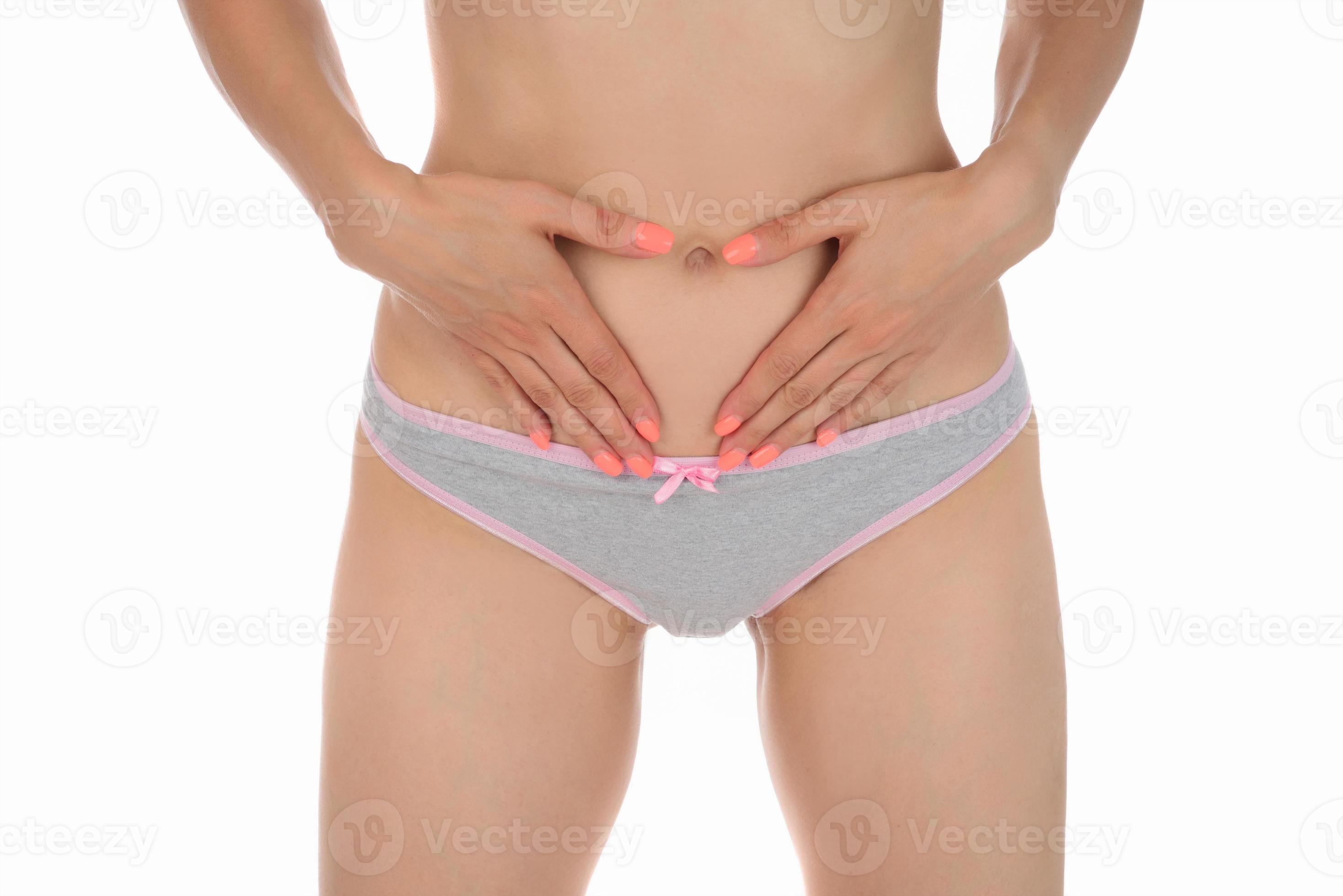 la mujer tiene dolor en el área genital y ovárica. aislado 16606444