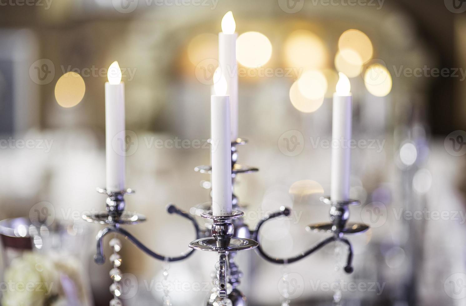 close up of fancy candle centerpieces for wedding photo