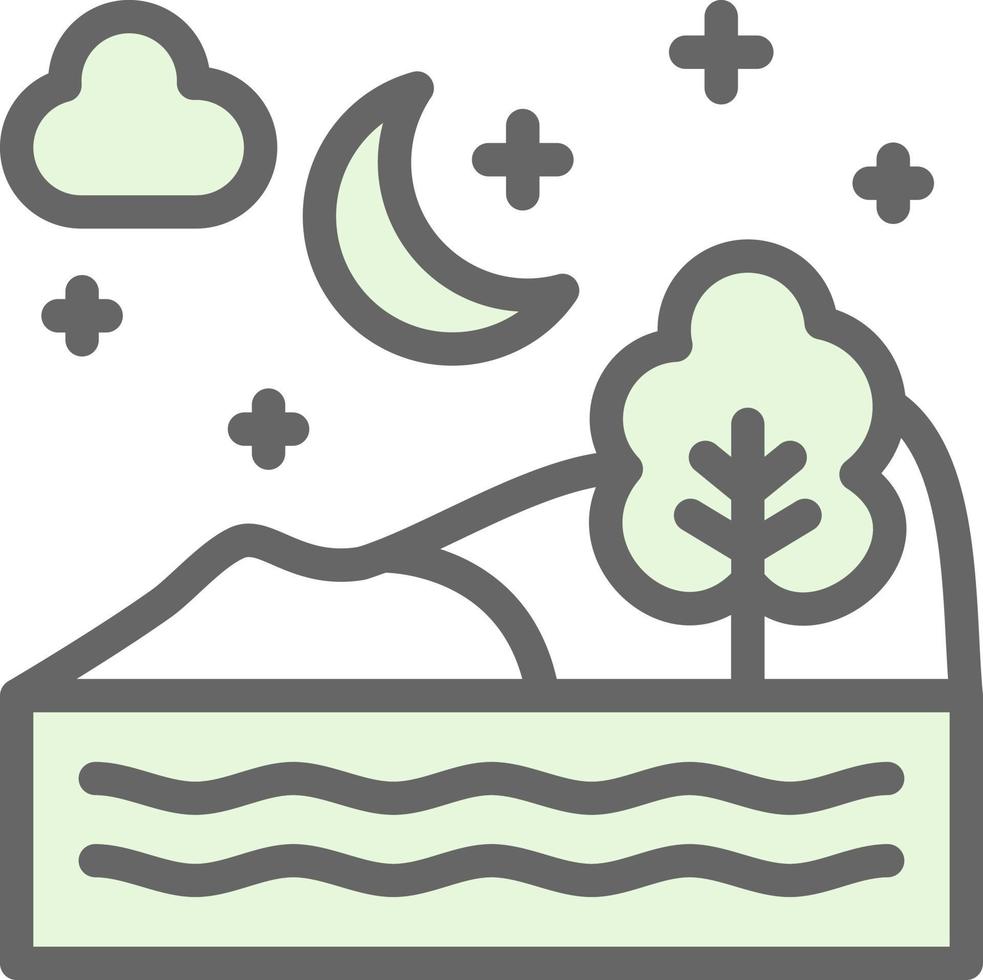 Night Landscape Vector Icon Design