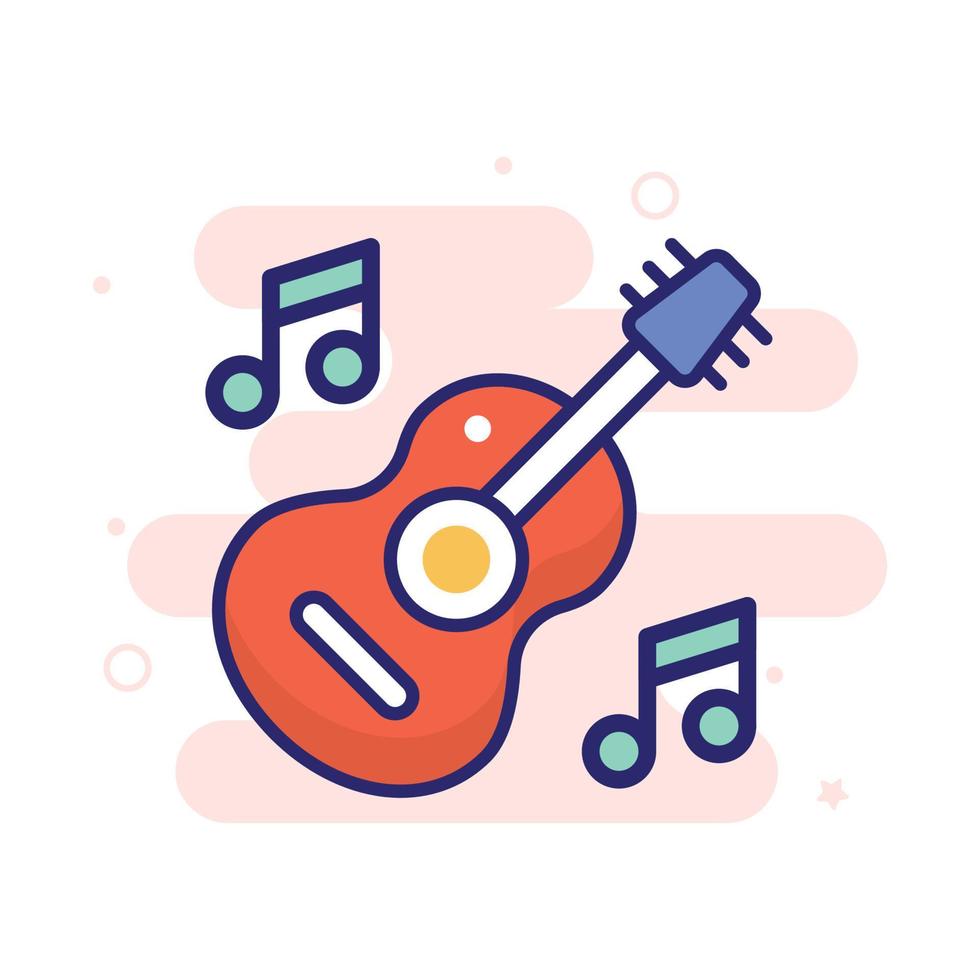 icono de contorno lleno de vector de guitarra con ilustración de estilo de fondo. camping y símbolo al aire libre archivo eps 10