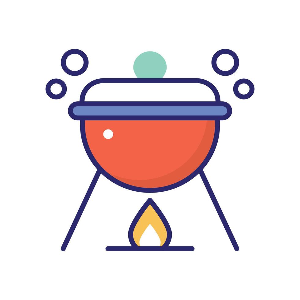 Grill vector flat icon with background style illustraion. Camping and Outdoor symbol EPS 10 file