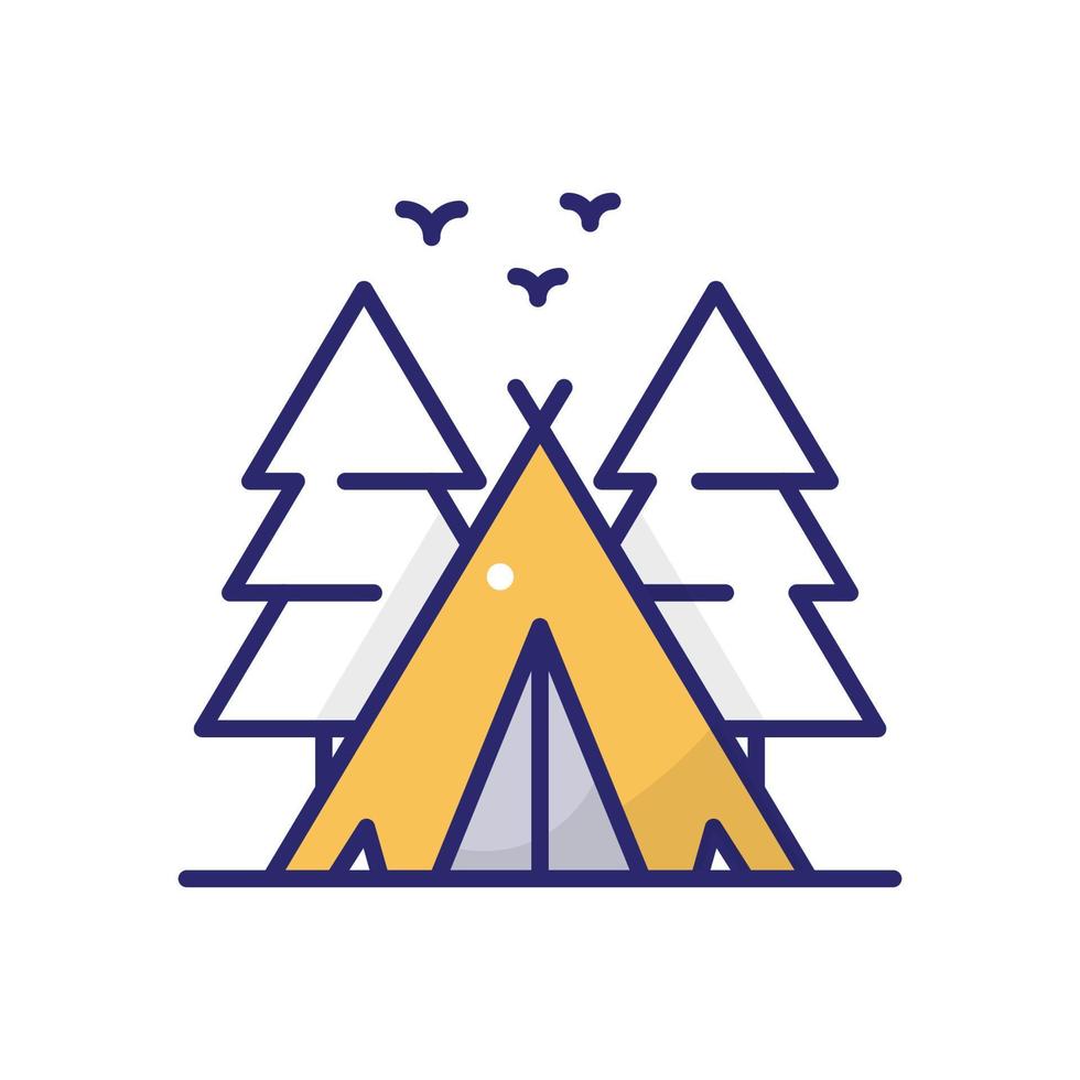 Tent vector flat icon with background style illustraion. Camping and Outdoor symbol EPS 10 file