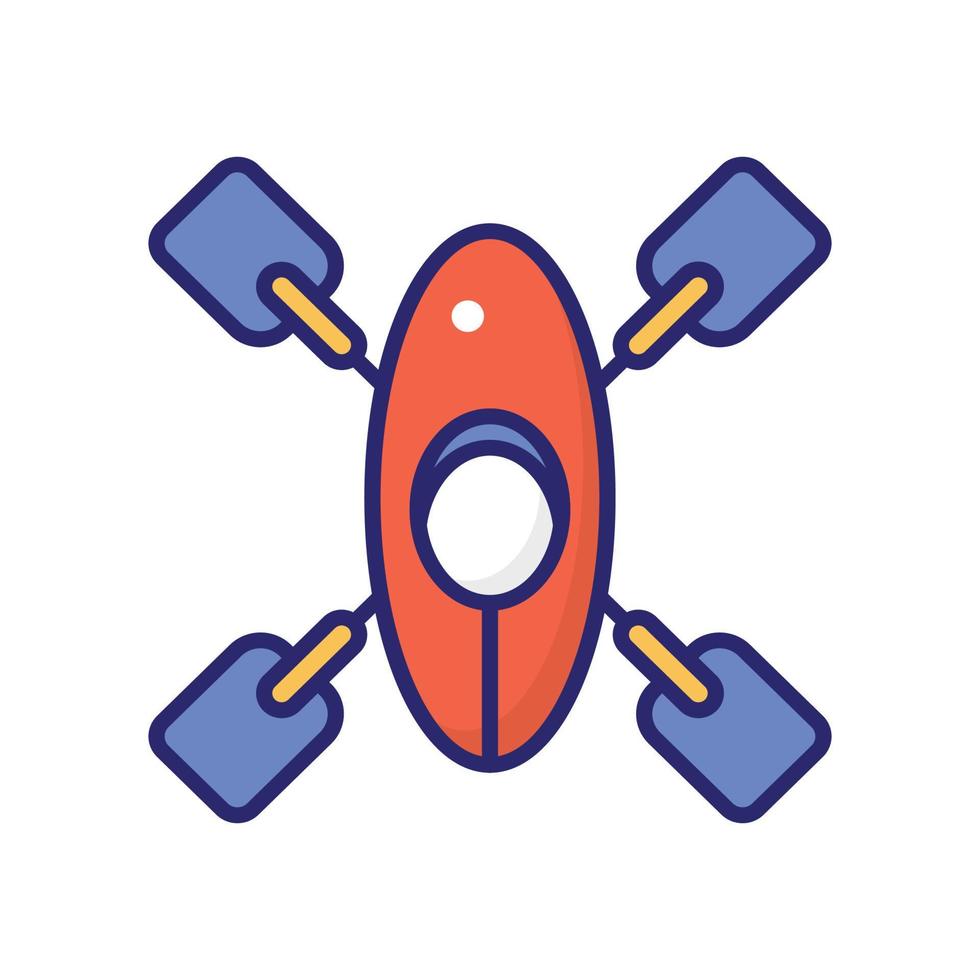 Canoe vector flat icon with background style illustraion. Camping and Outdoor symbol EPS 10 file.