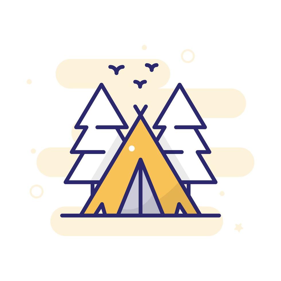 icono de contorno lleno de vector de tienda con ilustración de estilo de fondo. camping y símbolo al aire libre archivo eps 10