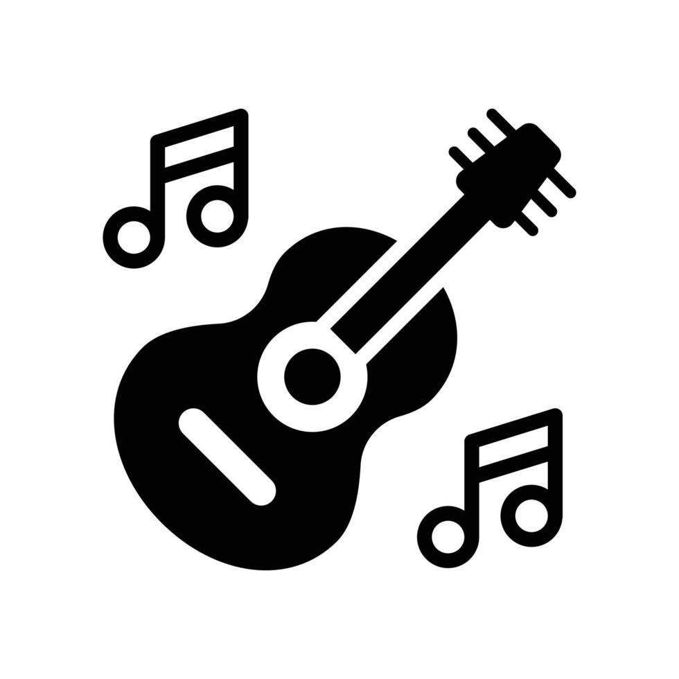 Guitar vector  Solid icon with background style illustraion. Camping and Outdoor symbol EPS 10 file