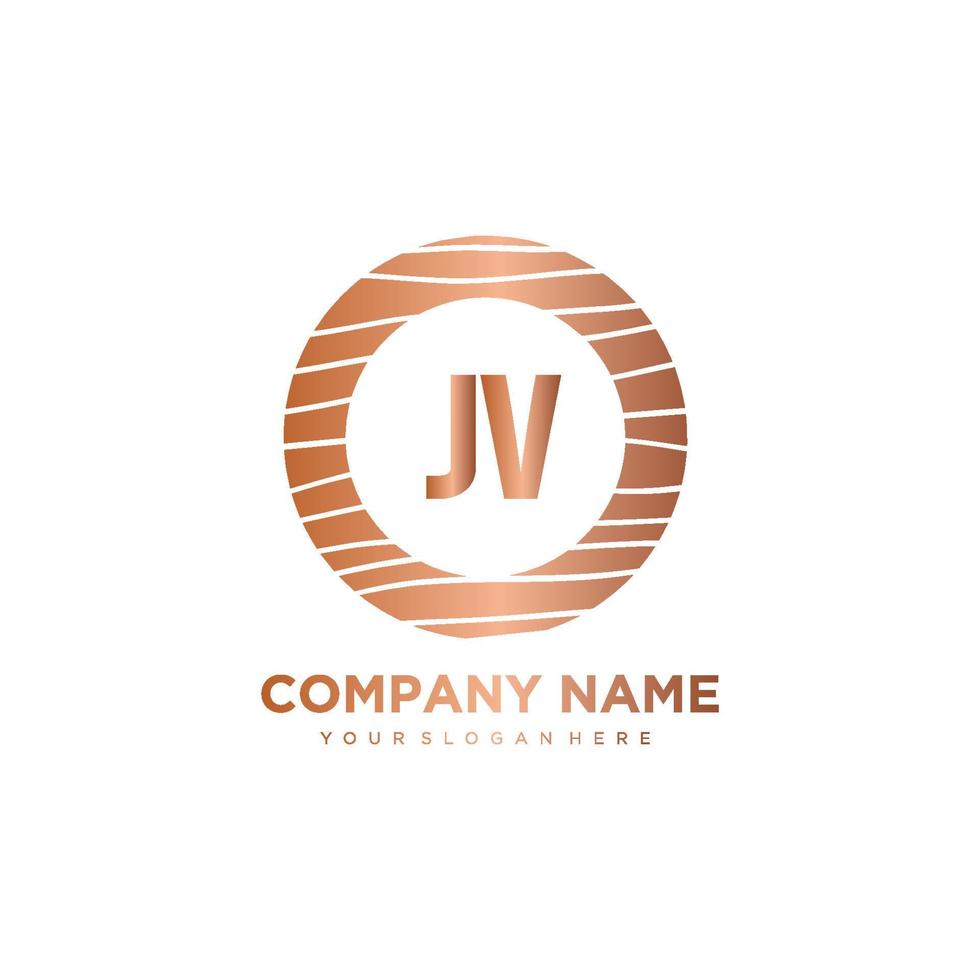 JV Initial Letter circle wood logo template vector