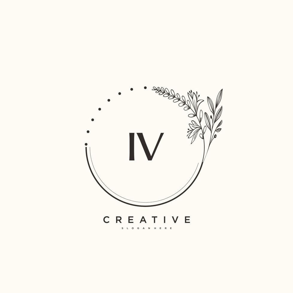 arte del logotipo inicial del vector de belleza iv, logotipo de escritura a mano de la firma inicial, boda, moda, joyería, boutique, floral y botánica con plantilla creativa para cualquier empresa o negocio.