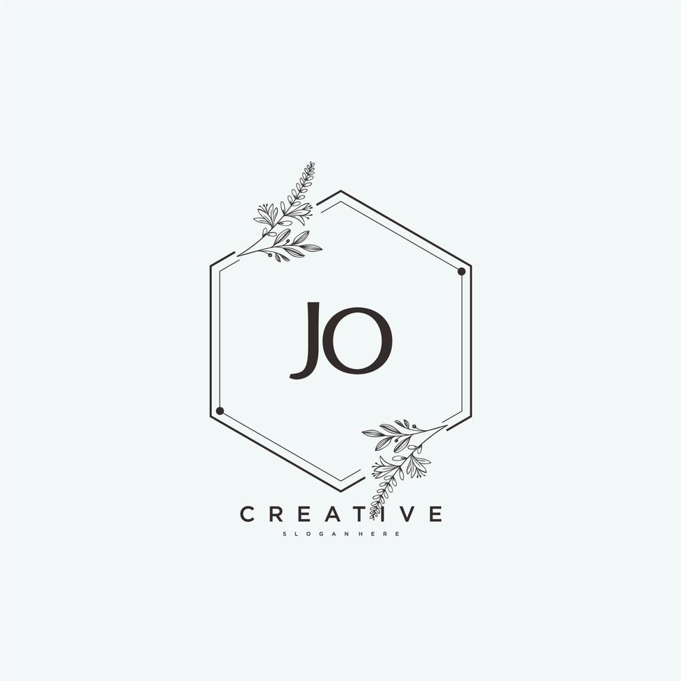 arte del logotipo inicial del vector de belleza jo, logotipo de escritura a mano de firma inicial, boda, moda, joyería, boutique, floral y botánica con plantilla creativa para cualquier empresa o negocio.