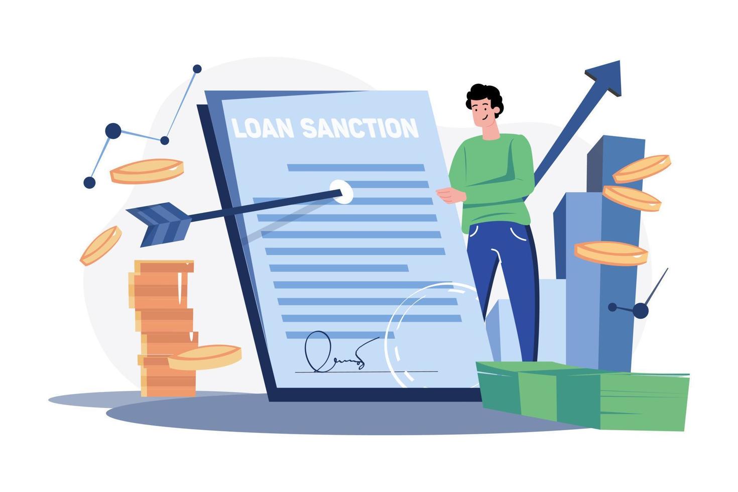 Man Holding Loan Sanction Letter In Hands vector