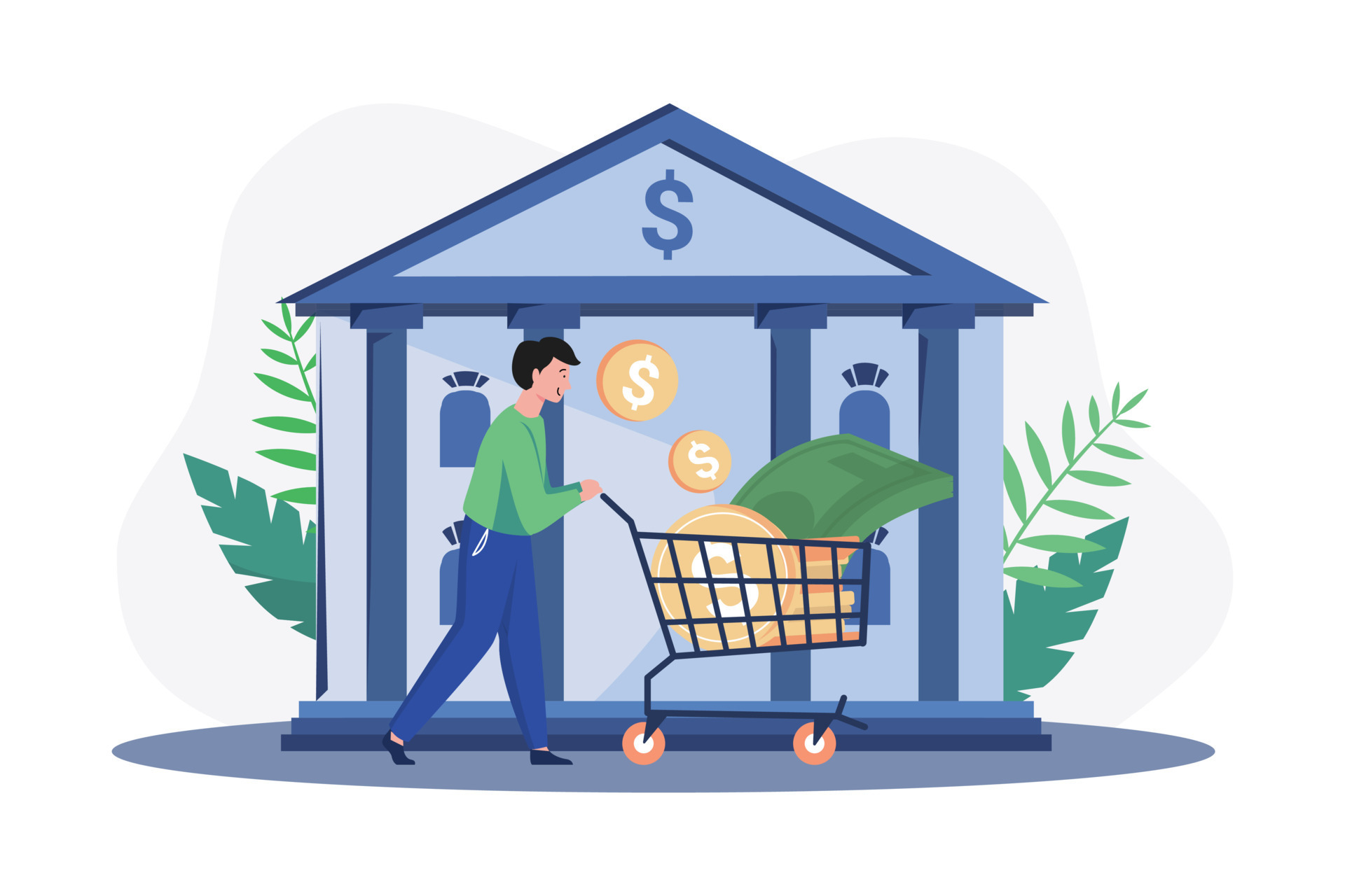 Man Getting A Loan From The Bank 16609780 Vector Art at Vecteezy