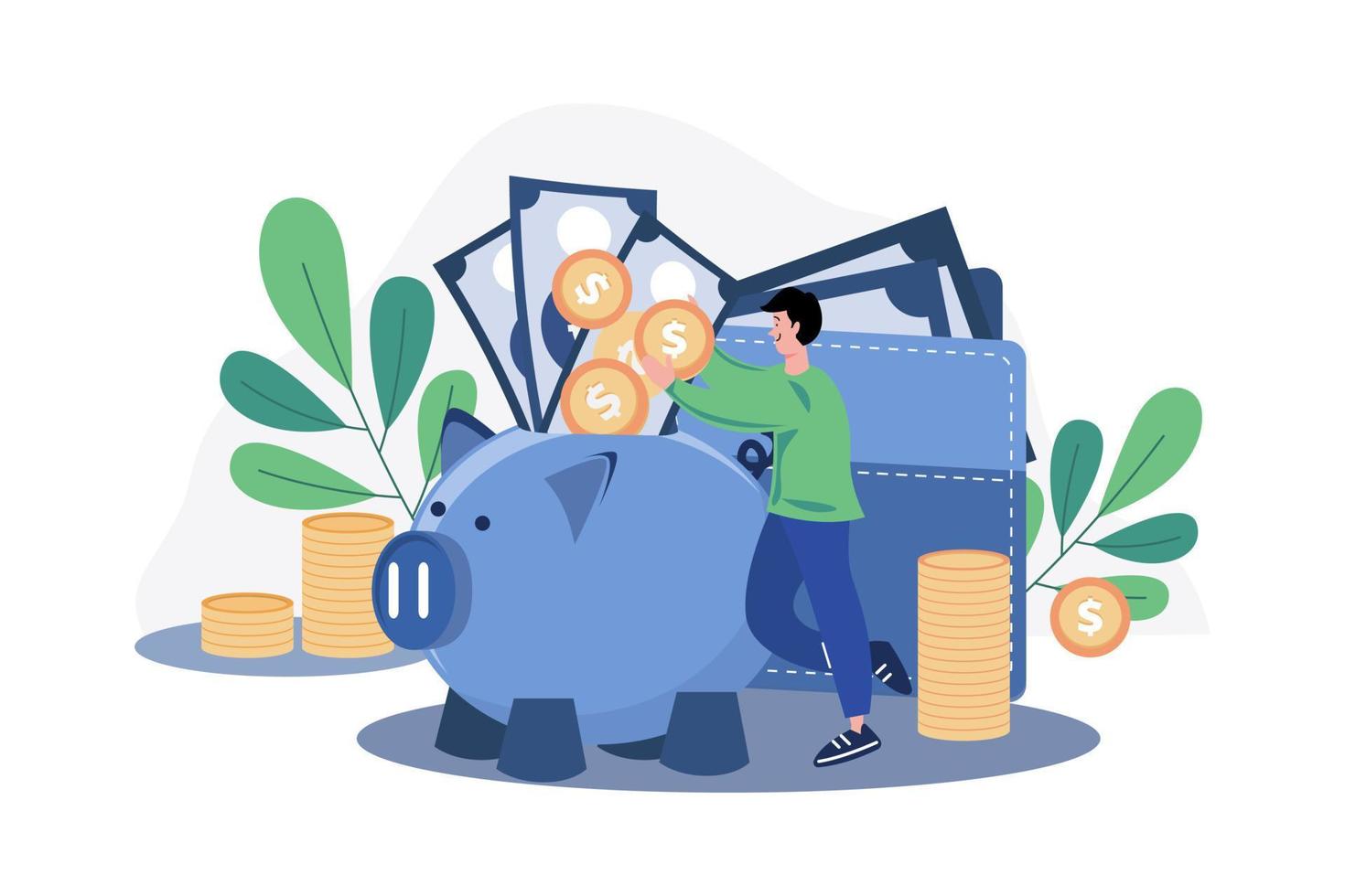 Man Saving Money Illustration concept on white background vector