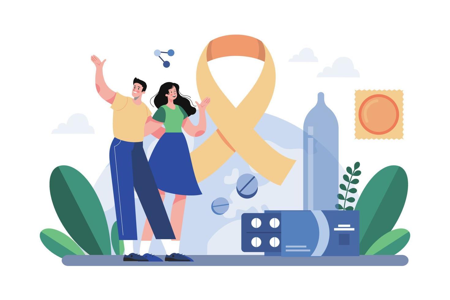 Couple Celebrating World AIDS Day vector