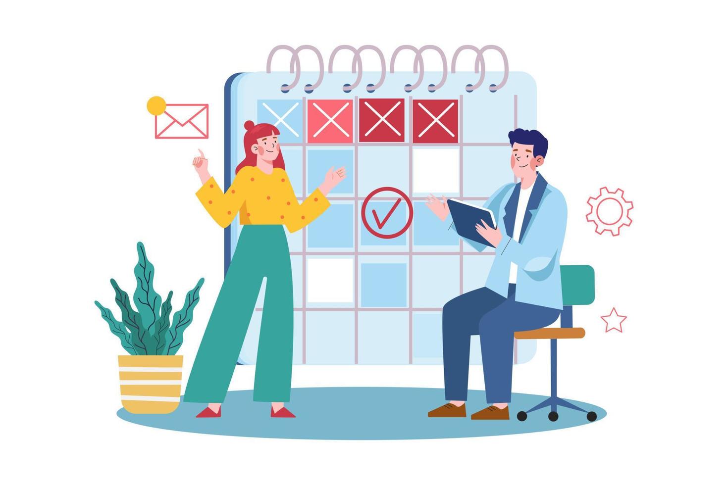 Business Person Looking At The Schedule vector