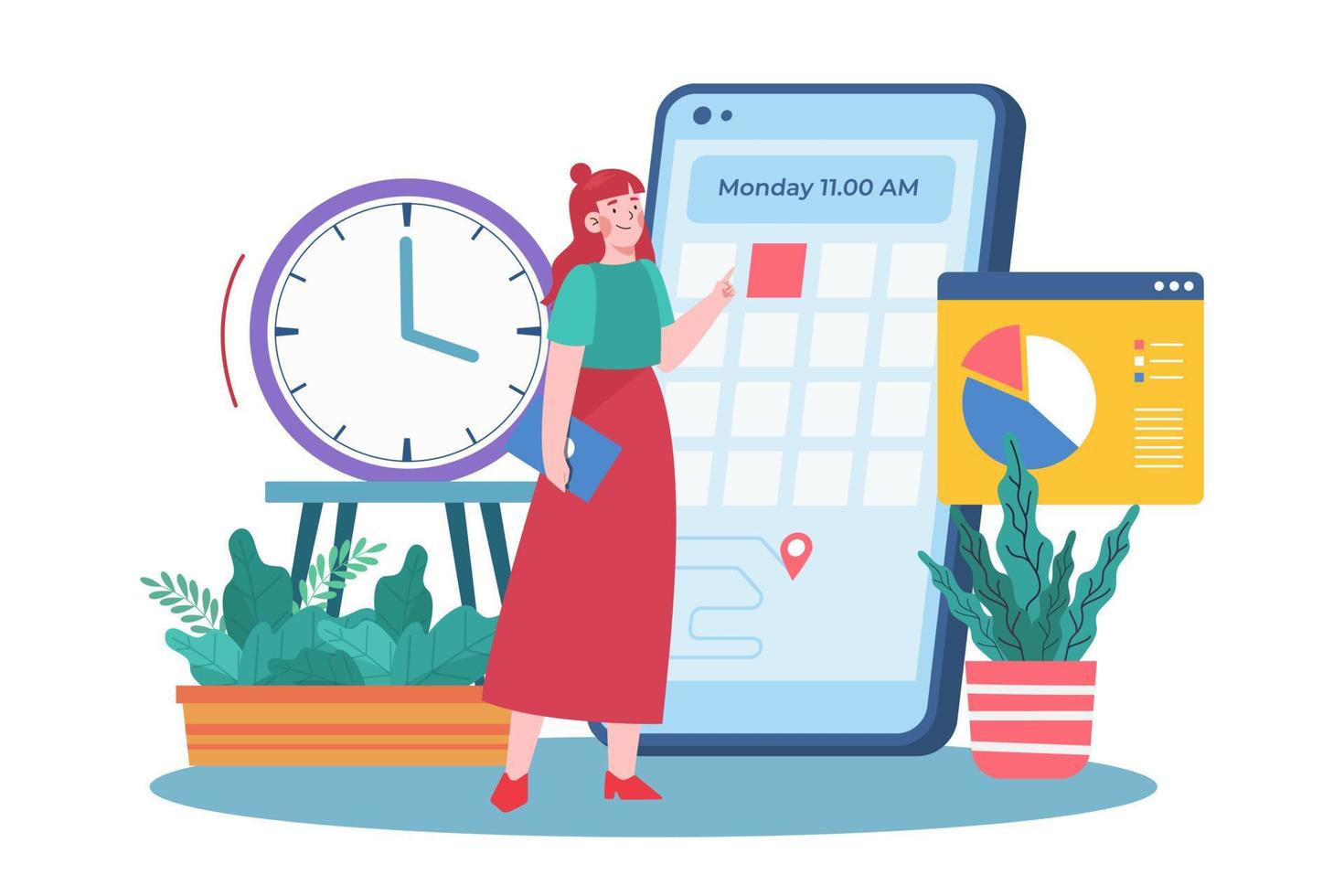 Woman Looking At The Appointment vector