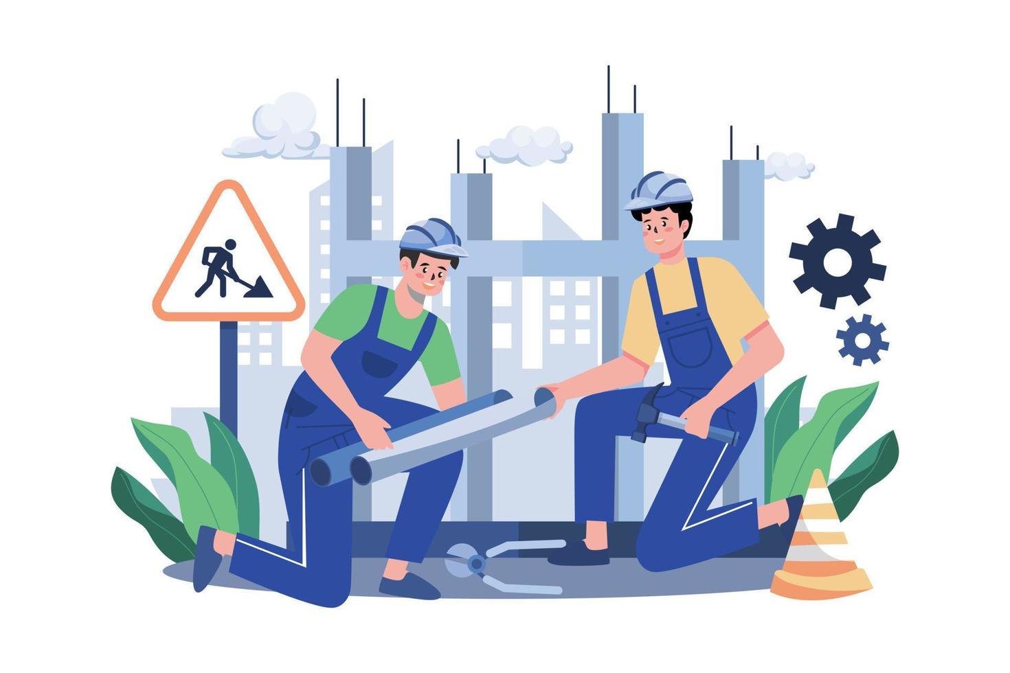 Construction Worker Working On The Construction Project vector