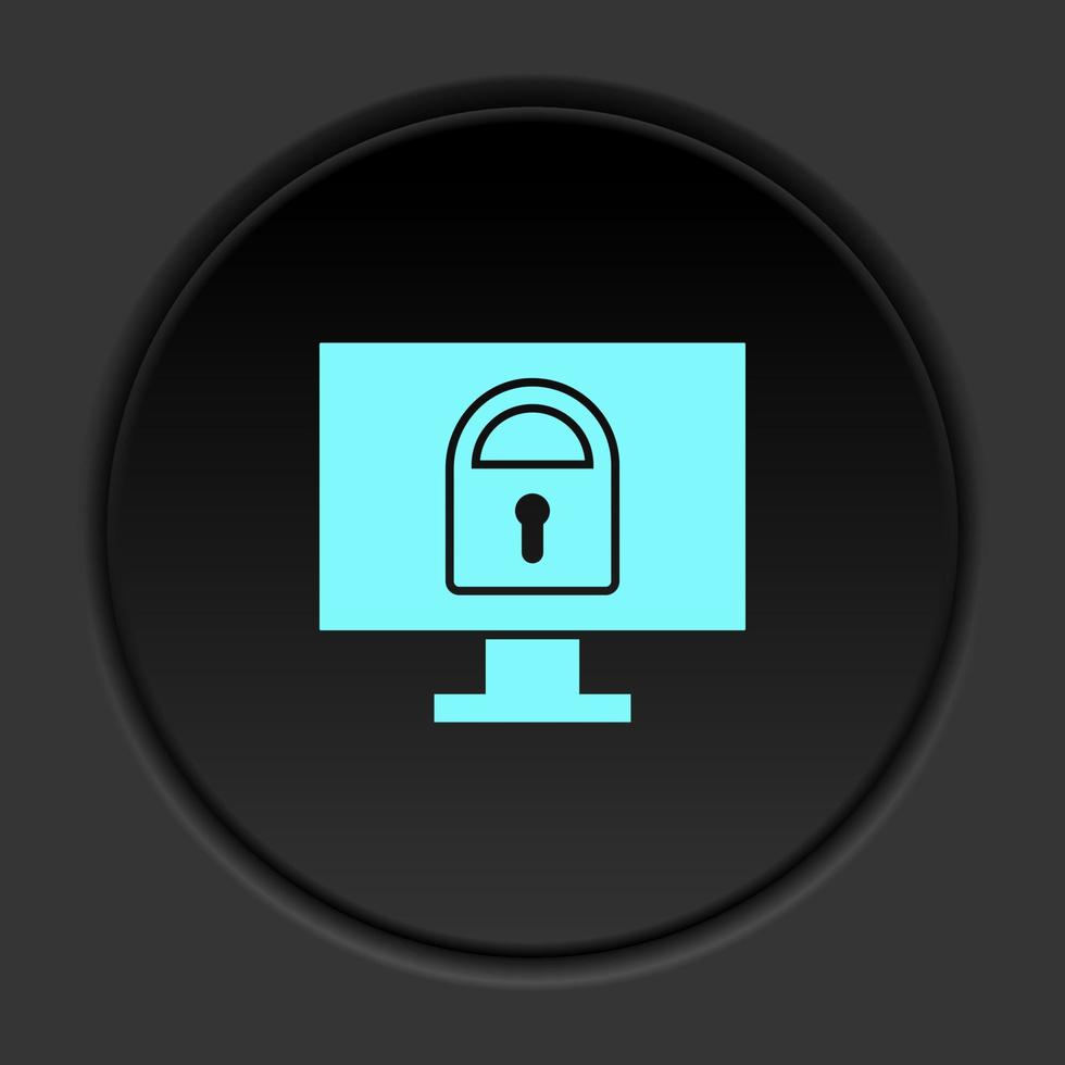 Round button icon, Database, server, clock, monitor. Button banner round, badge interface for application illustration on dark background vector