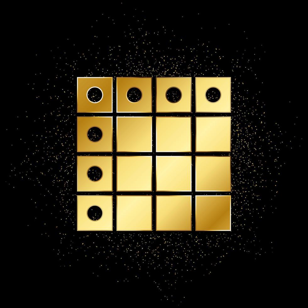 Database, server, excel gold icon. Vector illustration of golden particle background.