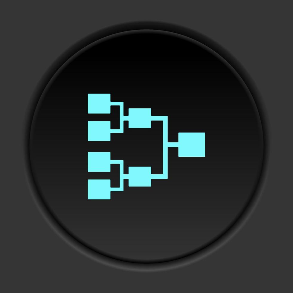 Round button icon, Database, server, diagram. Button banner round, badge interface for application illustration on dark background vector