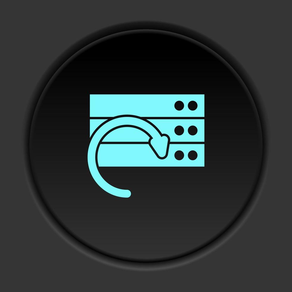 Round button icon, Database, server, refresh. Button banner round, badge interface for application illustration on dark background vector