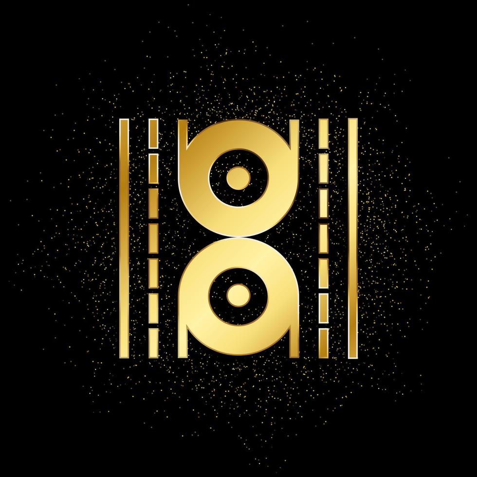 Database, server, data processing gold icon. Vector illustration of golden particle background.