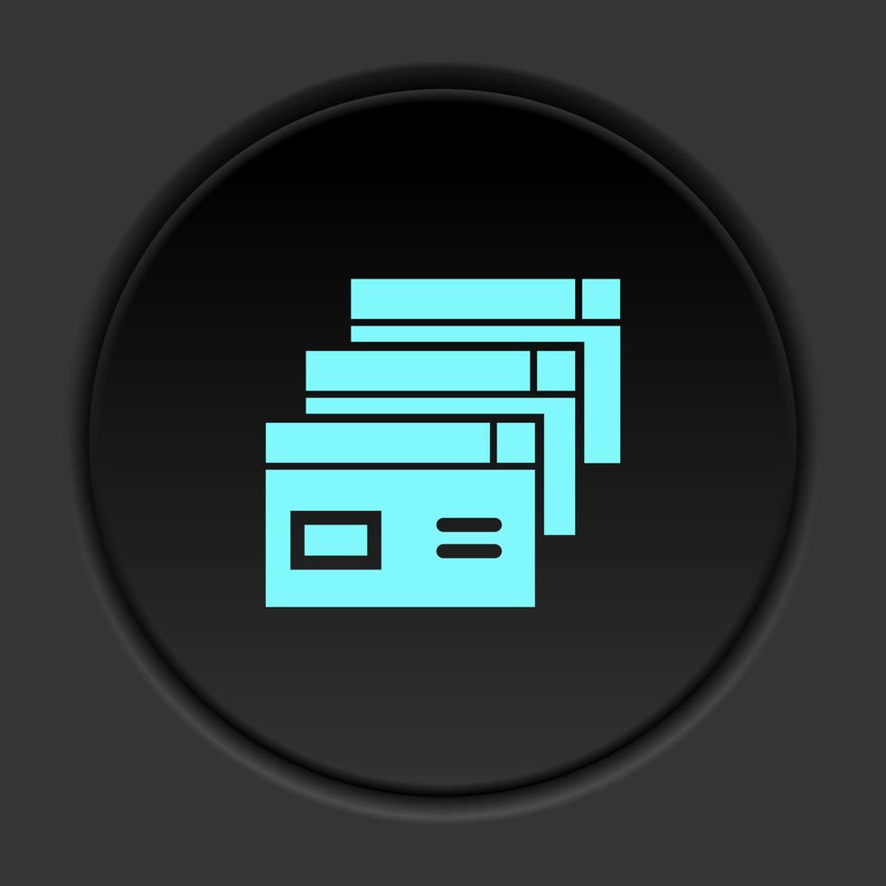 Round button icon, Database, server, brewers. Button banner round, badge interface for application illustration on dark background vector