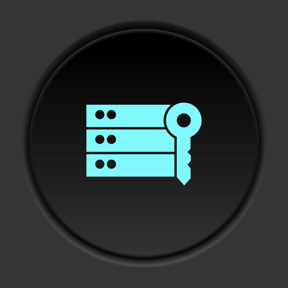 Round button icon, Database, server, key. Button banner round, badge interface for application illustration on dark background vector