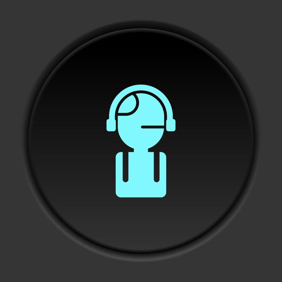 Round button icon, Database, server, customer. Button banner round, badge interface for application illustration on dark background vector