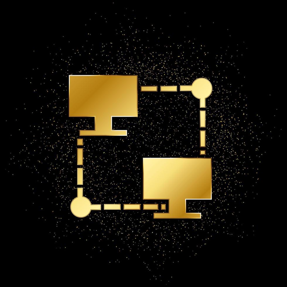 base de datos, servidor, icono de oro terrestre. ilustración vectorial de fondo de partículas doradas. vector