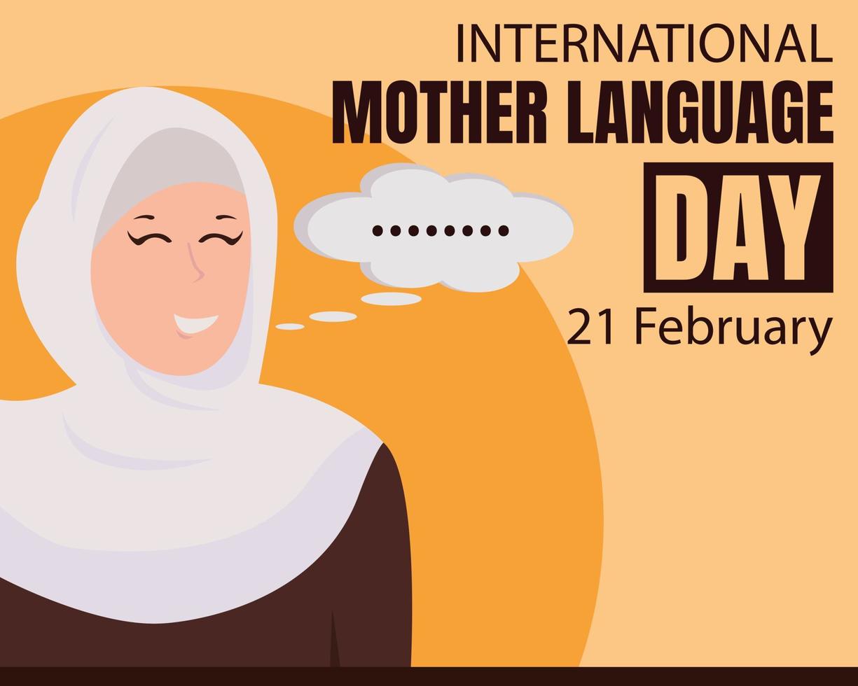 illustration vector graphic of a muslim woman is smiling, perfect for international day, mother language day, celebrate, greeting card, etc.