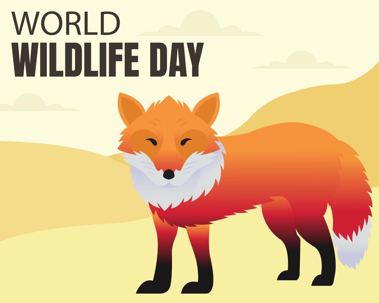 illustration vector graphic of fox in the middle of the desert, perfect for international day, world wildlife day, celebrate, greeting card, etc.