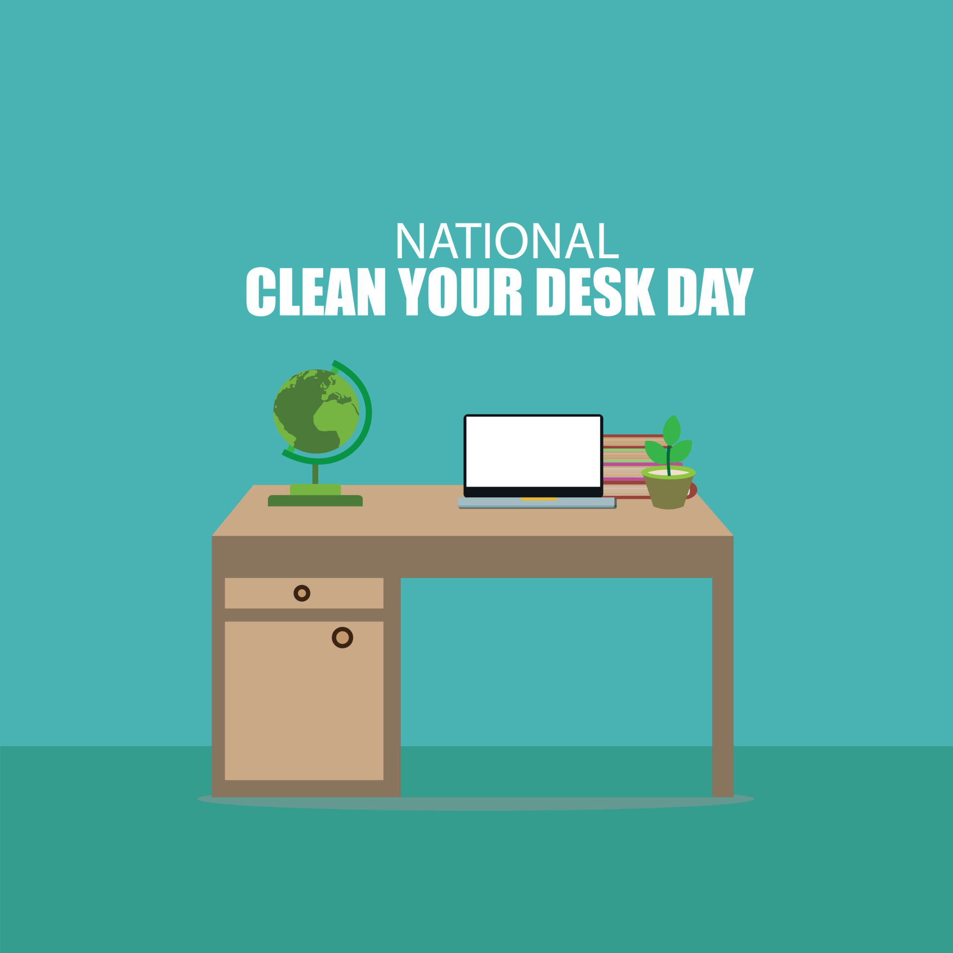 Vector graphic of National Clean Your Desk Day. Simple and Elegant