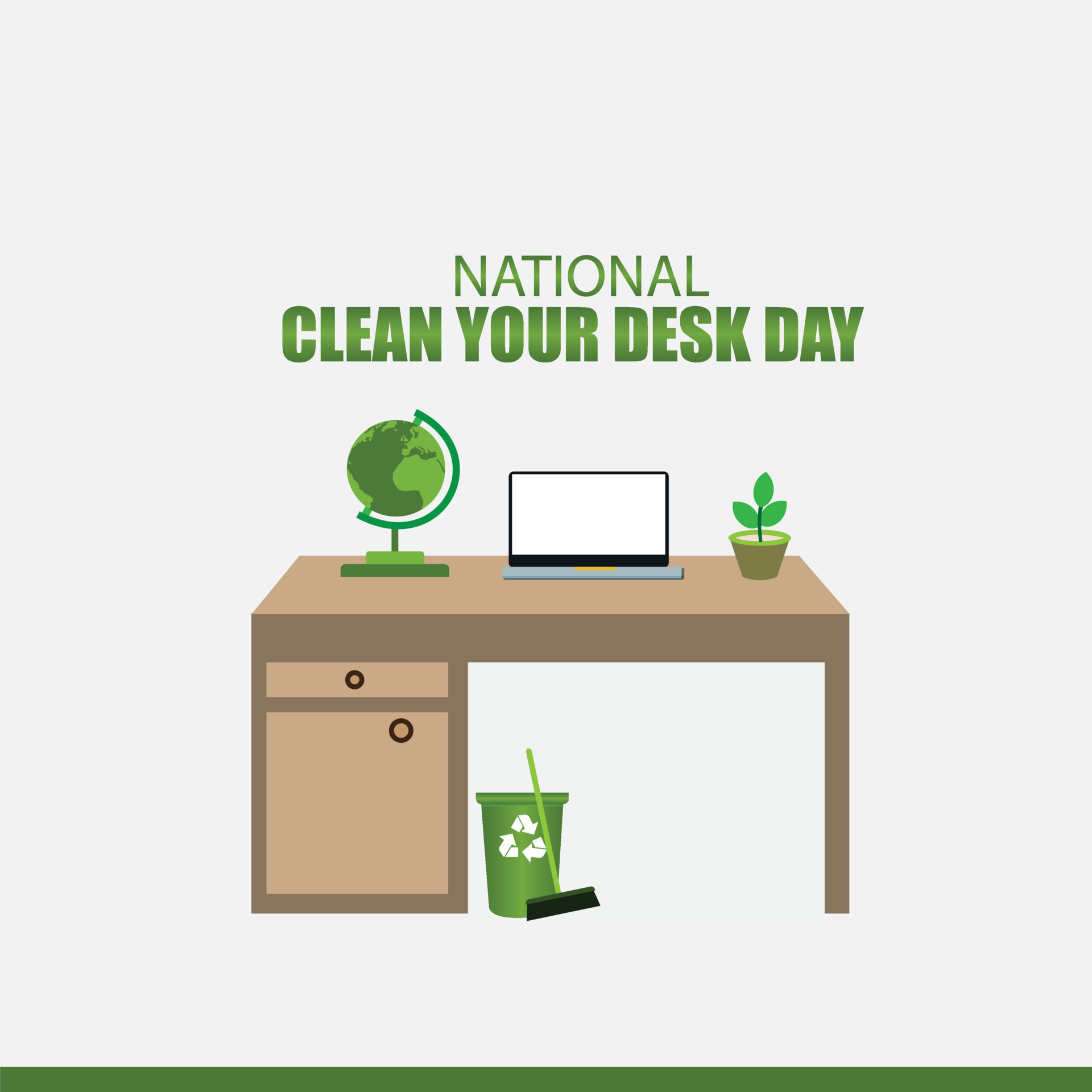 Vector graphic of National Clean Your Desk Day. Simple and Elegant