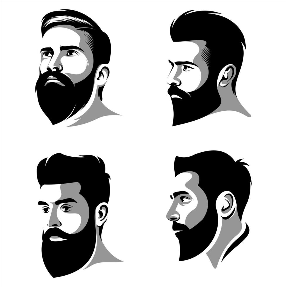 logotipo fresco del hombre de la barba vector