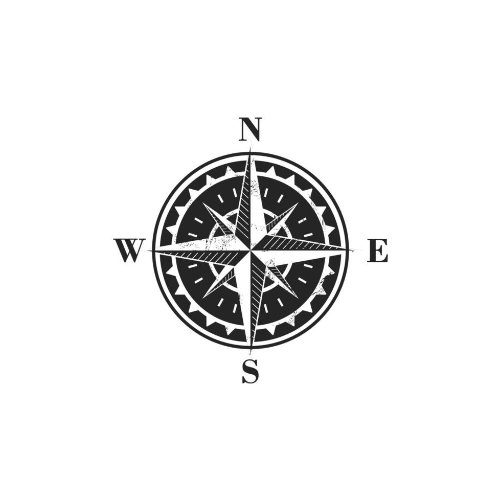 Compass vector logo design in black and white
