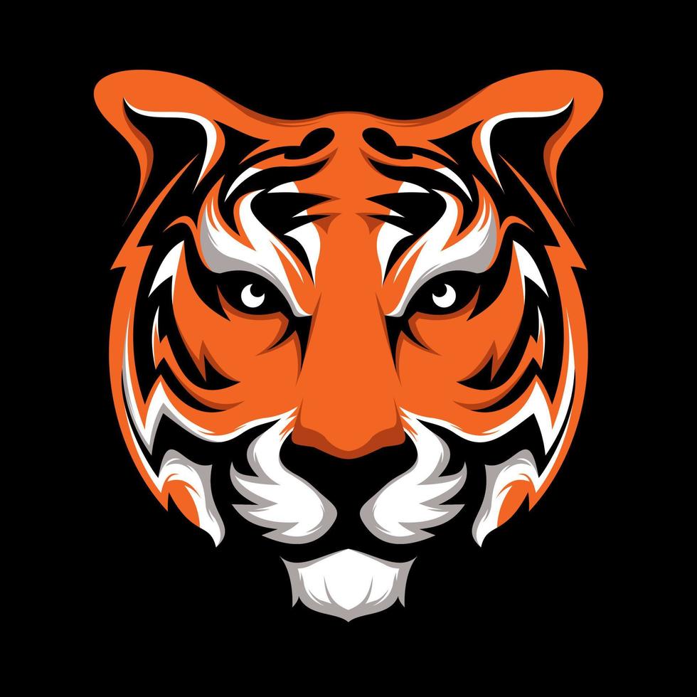 diseño de vector de logotipo de ilustración de cabeza de tigre de mirada tranquila