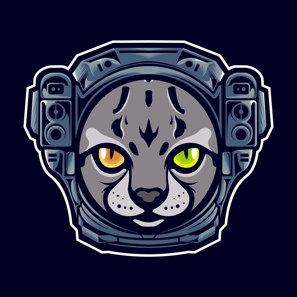 Cat head with astronaut helmet vector