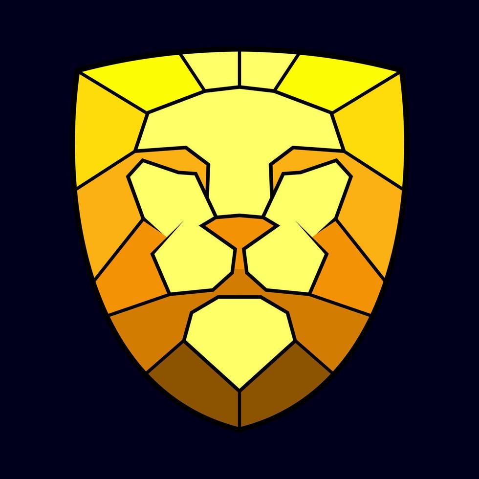 Diamond with light to dark yellow gold color gradations to form a unique lion face vector