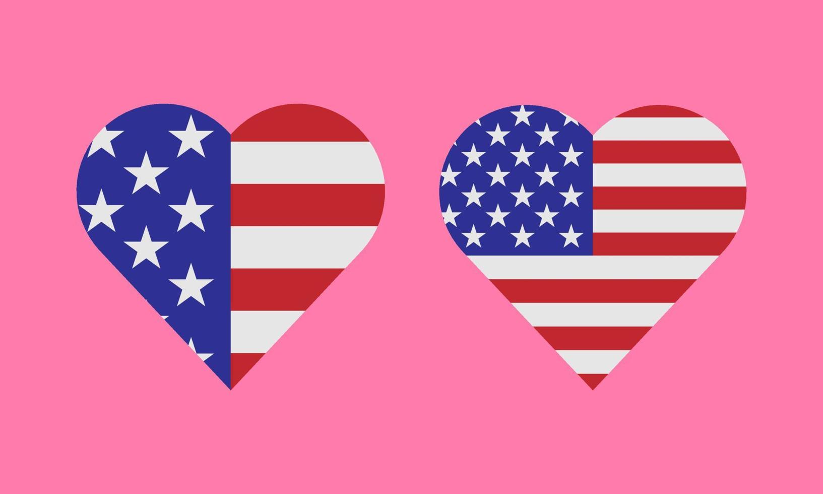 american flag heart vector