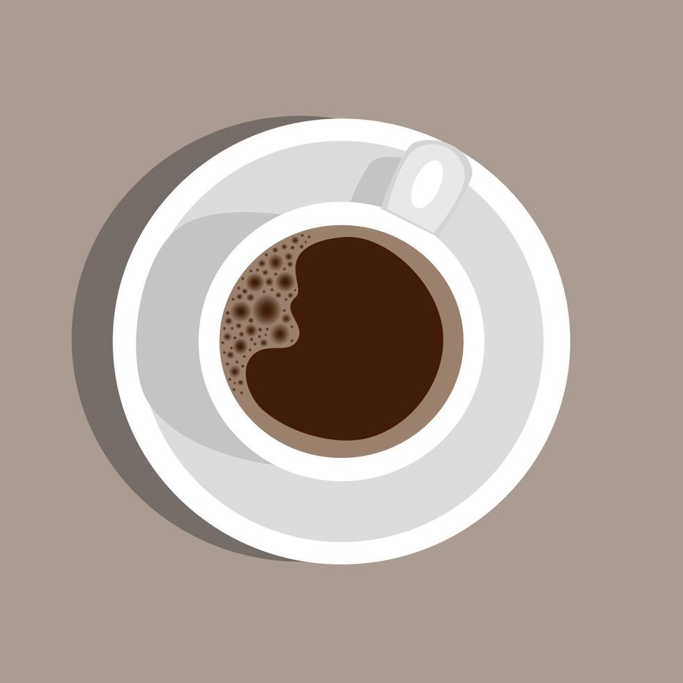 Cup of coffee. Top view. Vector illustration.