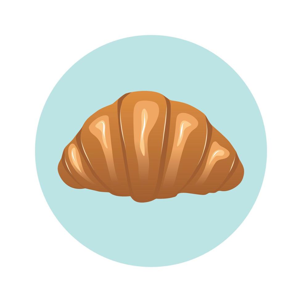 sabroso croissant sobre un fondo azul. ilustración vectorial vector