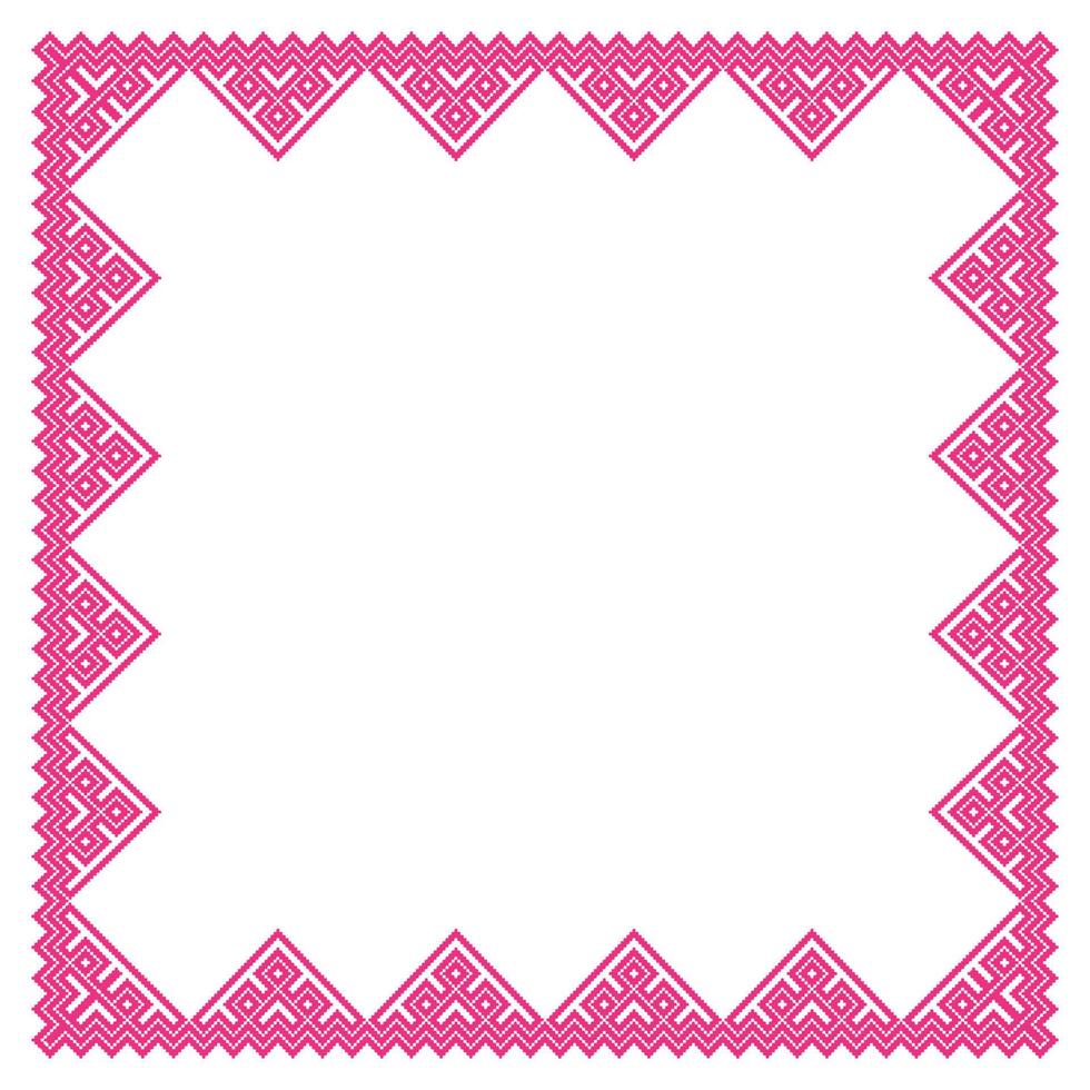 Frame for cross-stitch embroidery in Ukrainian traditional ethnic style vector