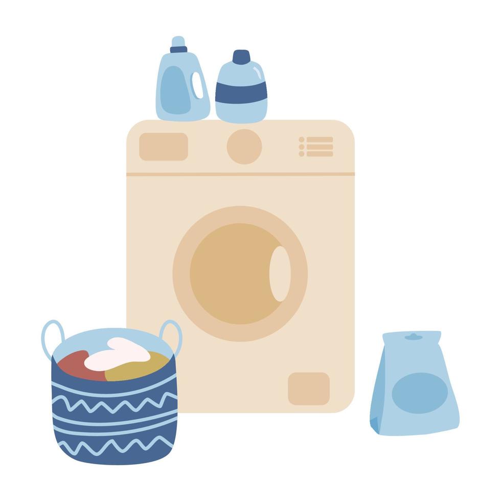 Laundry room with washing machine vector