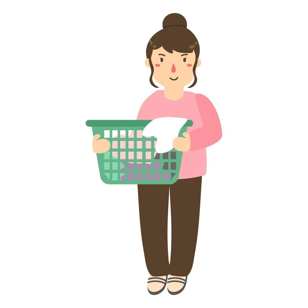 20.epswoman washes clothes flat illustration vector