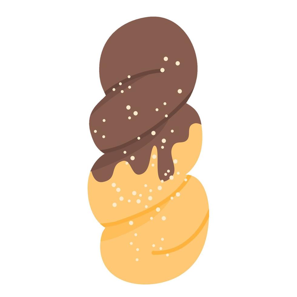 panes giros donut con chocolate vector